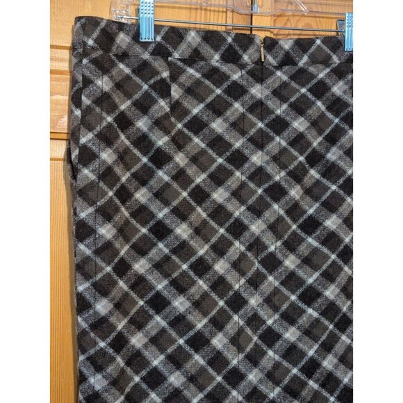 Tory Burch Skirt Womens L Plaid Wool Brown & Black Preppy Office - Picture 8 of 13